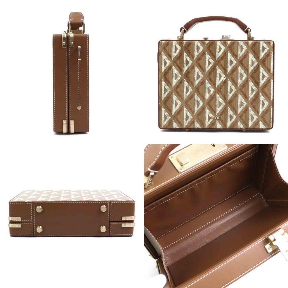 Dior leather Bag brown Structured Diamond Shoulder gold CD 2way Brown Gold